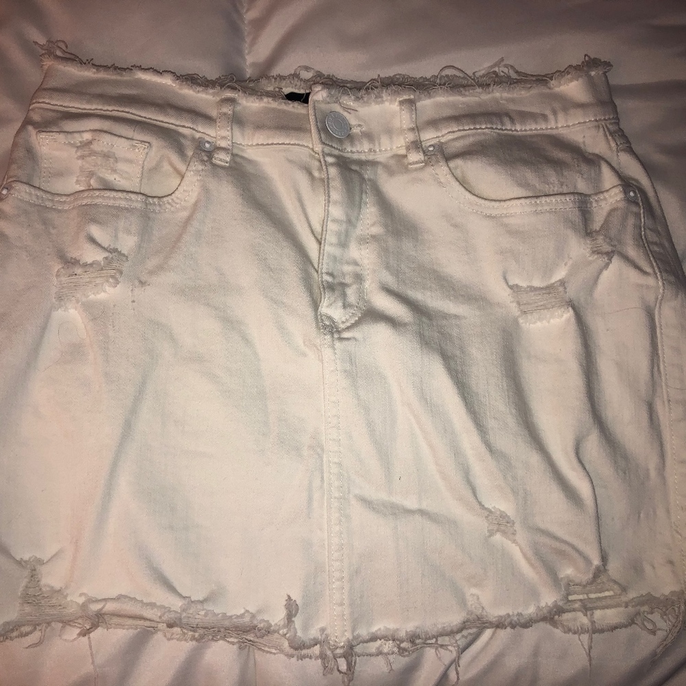 White Jean Skirt